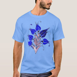 Camiseta Tulipas Azuis No Estilo Turco Artístico Otomano