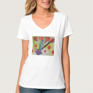 Camiseta Tulipas de abstrato e Flores de Mola