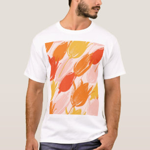 Camiseta Tulipas Diagonais: Design de Cor Leve.