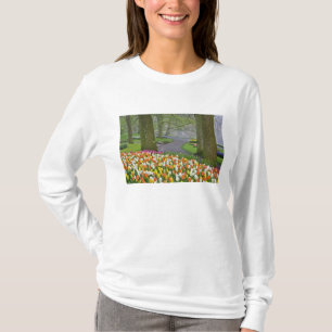 Camiseta Tulipas e estrada, Jardins Keukenhof, Lisse,