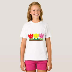 Camiseta Tulipas Felizes Flores Arte de Jardim