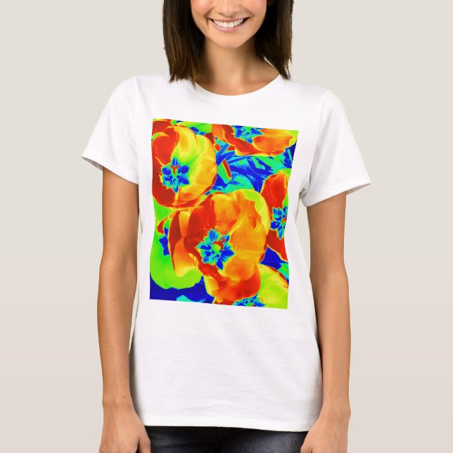 Camiseta tulipas fluorescentes (Frente)