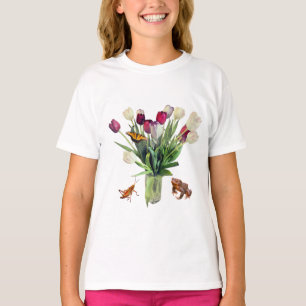 Camiseta Tulipas, Gafanhoto, Borboleta e Rã