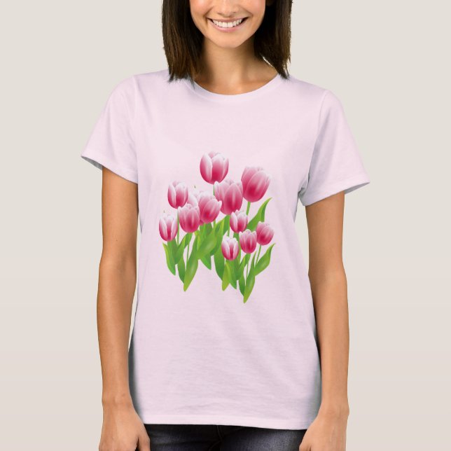 Camiseta Tulipas primavera. T-Shirts de presentes de páscoa (Frente)