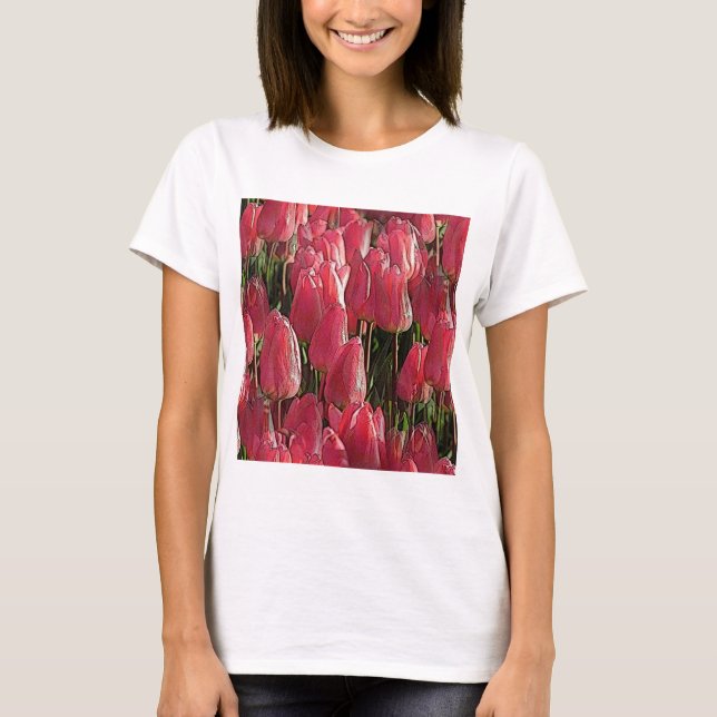 Camiseta Tulipas Rosa Floral (Frente)