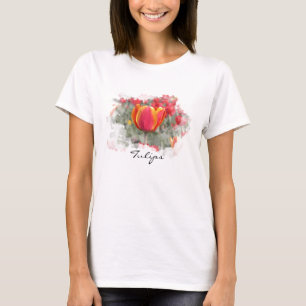 Camiseta Tulipas vermelhas e amarelas