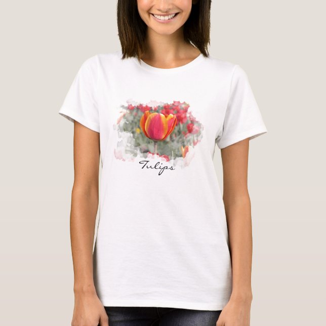 Camiseta Tulipas vermelhas e amarelas (Frente)
