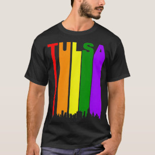 Camiseta Tulsa Oklahoma LGBTQ Orgulho gay Rainbow Skyline
