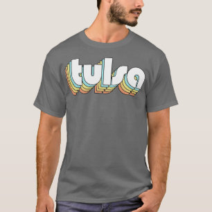 Camiseta Tulsa Retro Arco-Íris Tipografia Estilo Desvanecid