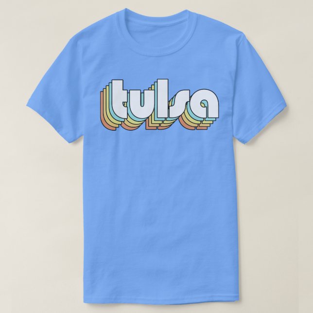 Camiseta Tulsa Retro Arco-Íris Tipografia Estilo Desvanecid (Frente do Design)
