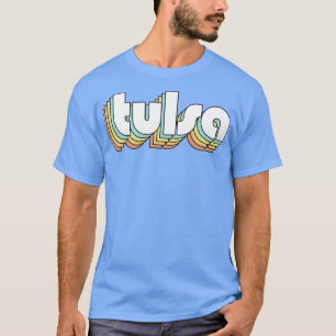 Camiseta Tulsa Retro Arco-Íris Tipografia Estilo Desvanecid