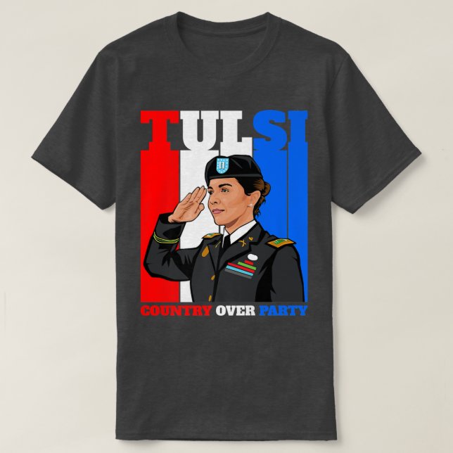 Camiseta Tulsi Gabbard Para O Presidente Patriot Democrata  (Frente do Design)