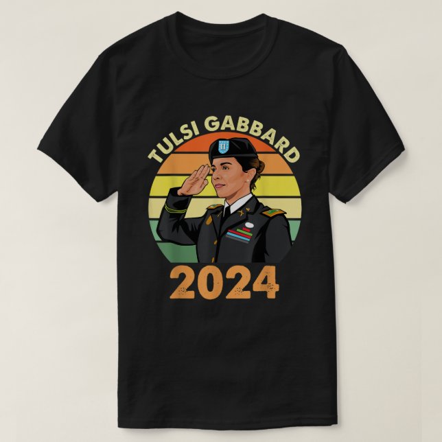 Camiseta Tulsi Gabbard Para O Presidente Patriot Democrata  (Frente do Design)