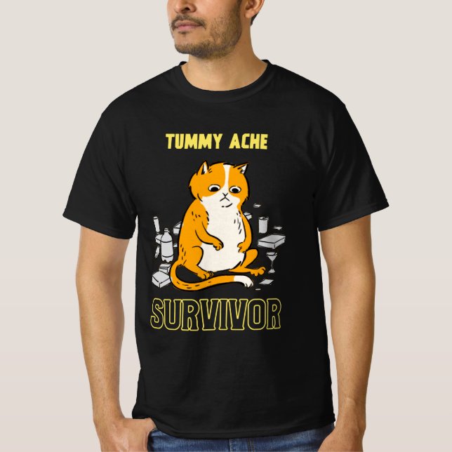 Camiseta Tummy Ache Survivor Cat T-Shirt (Frente)