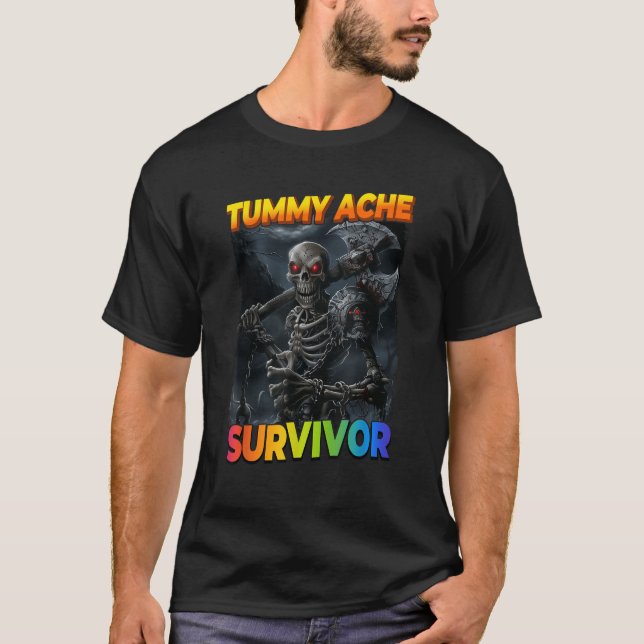 Camiseta Tummy Ache Survivor Edgy Skeleton (Frente)