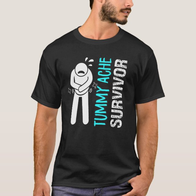 Camiseta Tummy Ache Survivor Stomach Dores de Estômago IBS  (Frente)