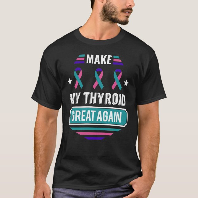 Camiseta Tumor da Tiroide Sobrevivência do Cancer Consciênc (Frente)