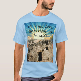 Camiseta Túmulo Vazio com Escritura "Ele Ressuscitou"