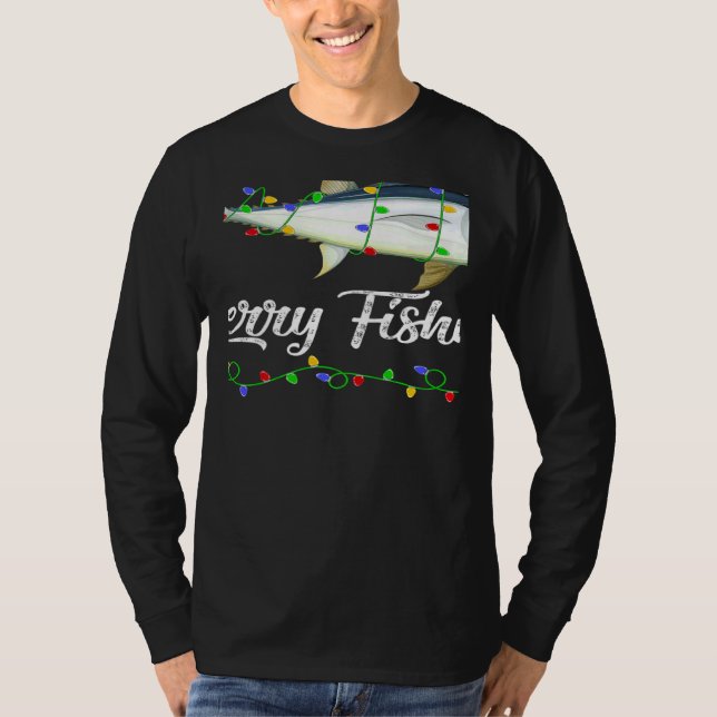 Camiseta Tuna Fish Xmas Lighting Tuna Fish Merry Christmas (Frente)