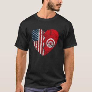 Camiseta Tunisi American Flags Heart Estados Unidos Tunisi