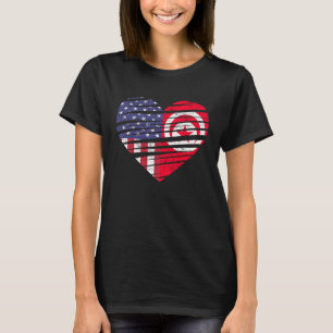 Camiseta Tunísia Americano Cultivado Coração EUA Patriota H