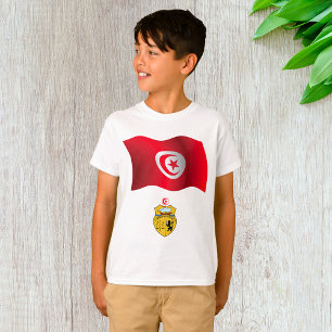 Camiseta Tunísia Bandeira e Casaco de Armas Patriótica Tuni