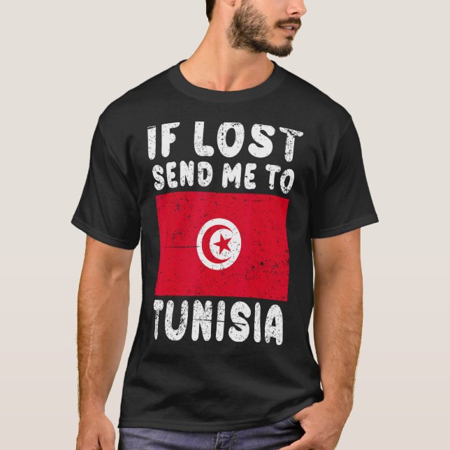 Camiseta Tunisia Flag Souvenir  If lost send me to Tunisia (Frente)