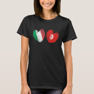 Camiseta Tunísia Itália Coração Bandeira Italiana Bandeira