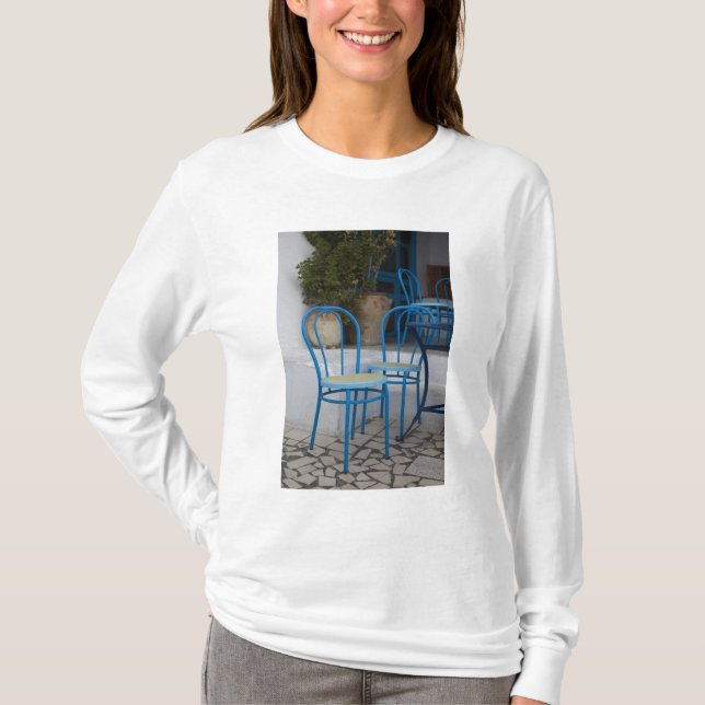 Camiseta Tunísia, Sidi Bou Said, cadeiras de café (Frente)