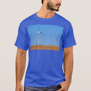 Camiseta turbina eólica no campo de trigo energia renovável