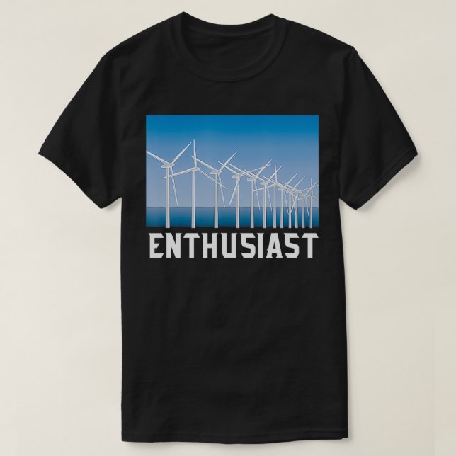 Camiseta Turbina Eólica Renovável Entusiasta Energética Ren (Frente do Design)