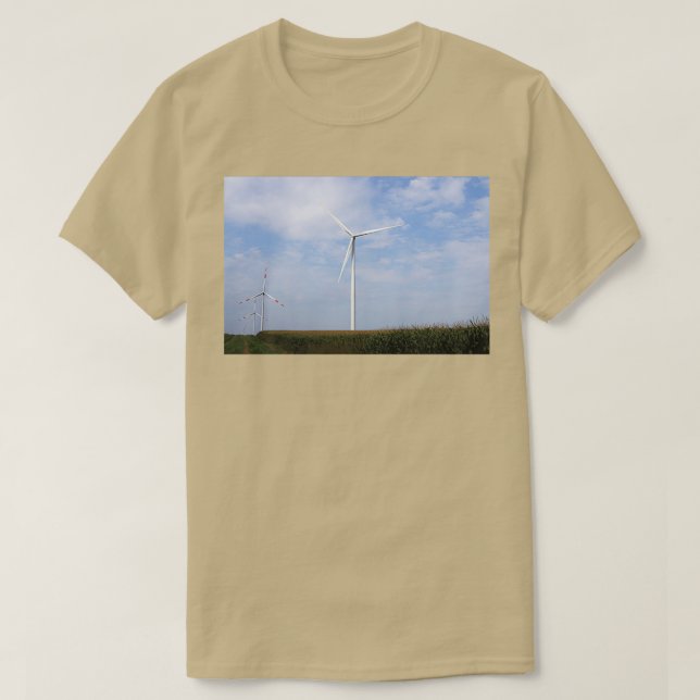 Camiseta turbinas eólicas indústria de energia verde (Frente do Design)