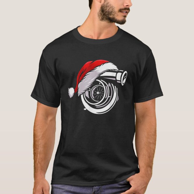 Camiseta Turbo Santa Hat Car Entusiasta Corrida de Carro (Frente)