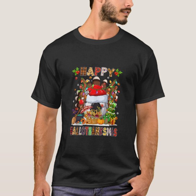 Camiseta Turca Bruxa Bola Xmas Luzes Feliz Alô (Frente)