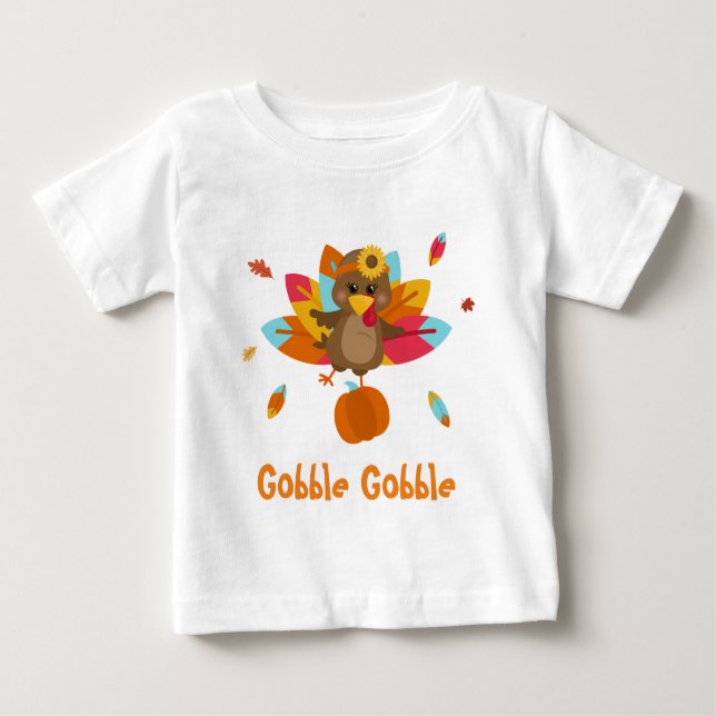Camiseta turca Camiseta bebê Camiseta gobble (Frente)