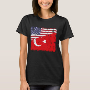 Camiseta Turca Orgulho Turco-Americano Bandeira Raiz Patrim