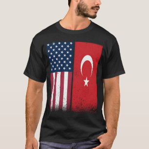 Camiseta Turca Turca Americana Bandeiras Orgulhosas dos EUA