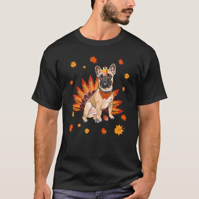 Camiseta Turco - Francês Bulldog Frenchie Dog Maple Leaf Th (Frente)