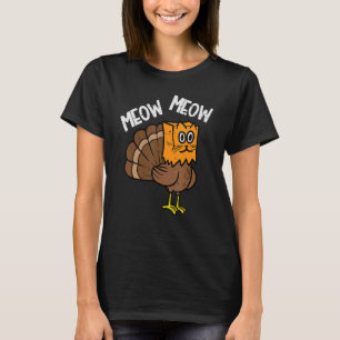 Camiseta Turco Paper Bag Meow Gato de Ação de Graças Mulher