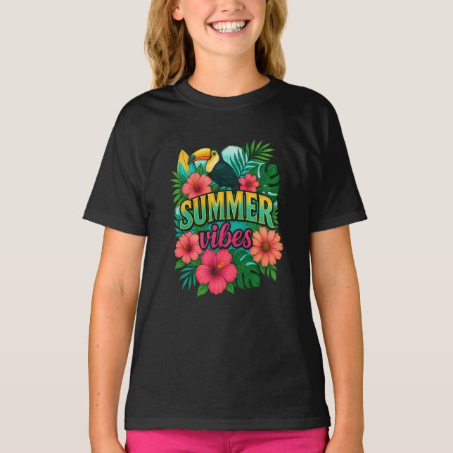 Camiseta Turiana Tropical Summer Vibes - Floral Ne (Frente)