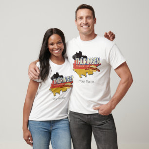 Camiseta Turíngia Alemanha Retro Estado Federal Mapa Vintag