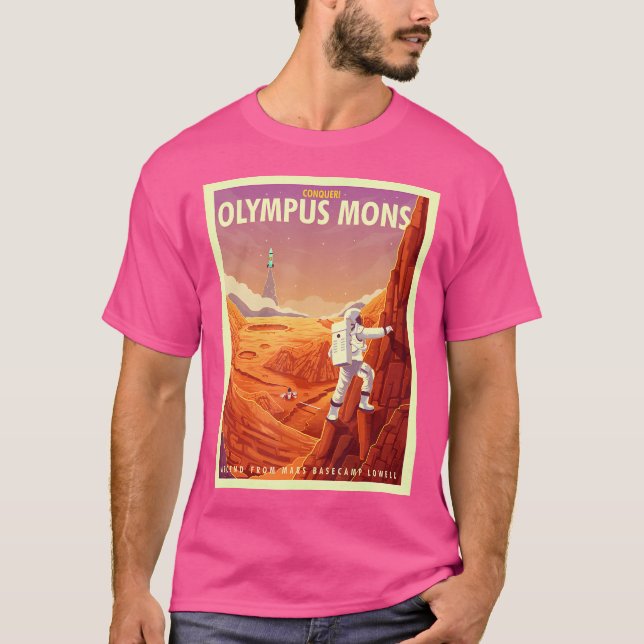 Camiseta Turismo Espacial Retroativo Marte Olimpo Mons Moun (Frente)
