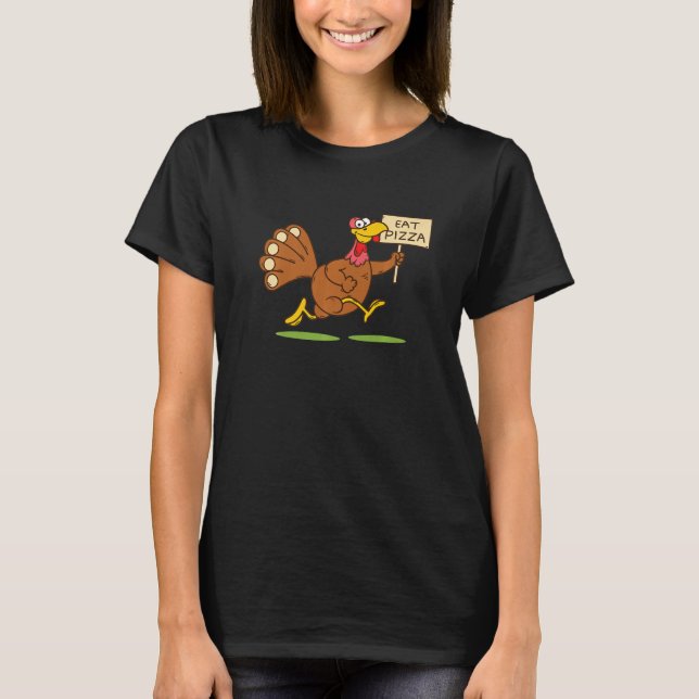Camiseta Turkey Eat Pizza Adult Vegan Kids   Thanksgiving   (Frente)