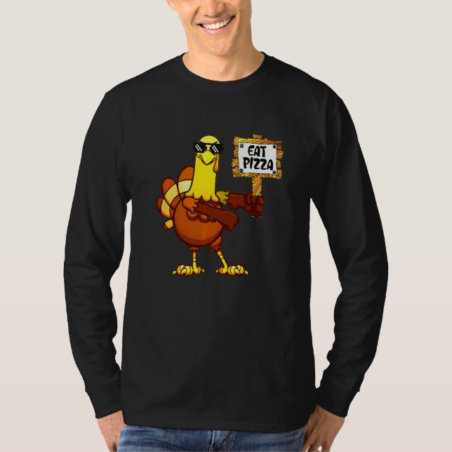 Camiseta Turkey Eat Pizza Adult Vegan Kids   Thanksgiving   (Frente)