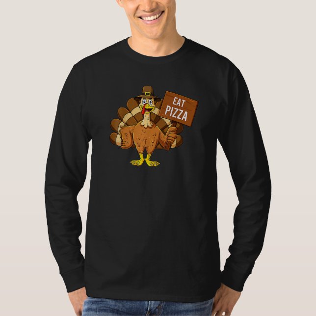 Camiseta Turkey Eat Pizza Adult Vegan Kids   Thanksgiving   (Frente)