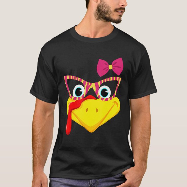 Camiseta Turkey Face  Thanksgiving Outfit For Kids Girls Wo (Frente)