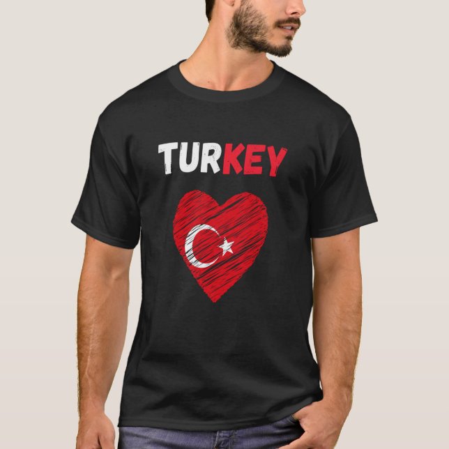 Camiseta Turkey Flag Holiday Turkey Heart Turkish Flag (Frente)