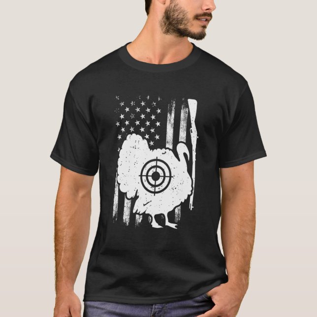 Camiseta Turkey Hunting Patriotic American Flag Turkey Hunt (Frente)