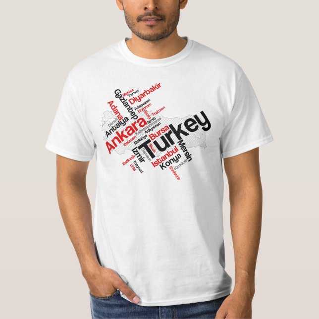 Camiseta Turkey Map Cities T-Shirt (Frente)