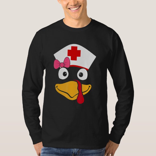 Camiseta Turkey Nurse Thanksgiving Scrub Nursing Turkey Fac (Frente)